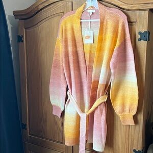 LC Lauren Conrad Orange Yellow and Pink Ombre Cardigan
